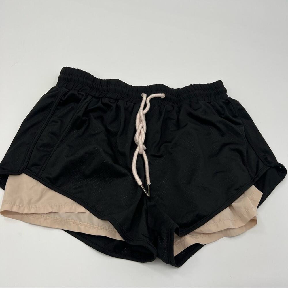 Fashion Nova Athletic Shorts Black/Tan Spandex
